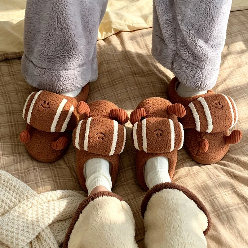 Slippers Men Women New Warm XIXITIAO Winter Cartoon Bread-Style Cotton Platform Plush Indoor Shoes Furry Home Mules Fuzzy Slides