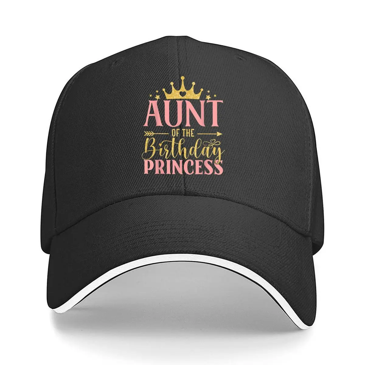 Glitter Crown Aunt Birthday Princess Sandwich Baseball Cap