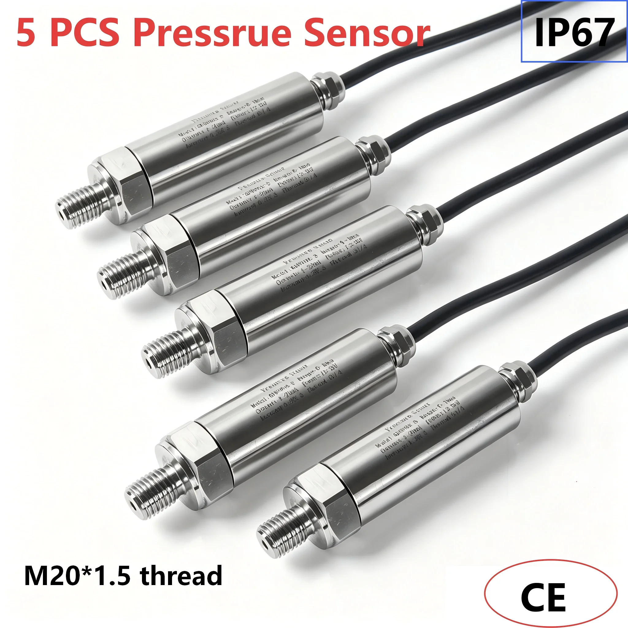 5PCS Pressure Sensor 0-16bar to 4-20mA Pressure Transmitter -100Kpa/500Kpa/10bar/100bar/200bar/500bar to RS485 Pressure senso