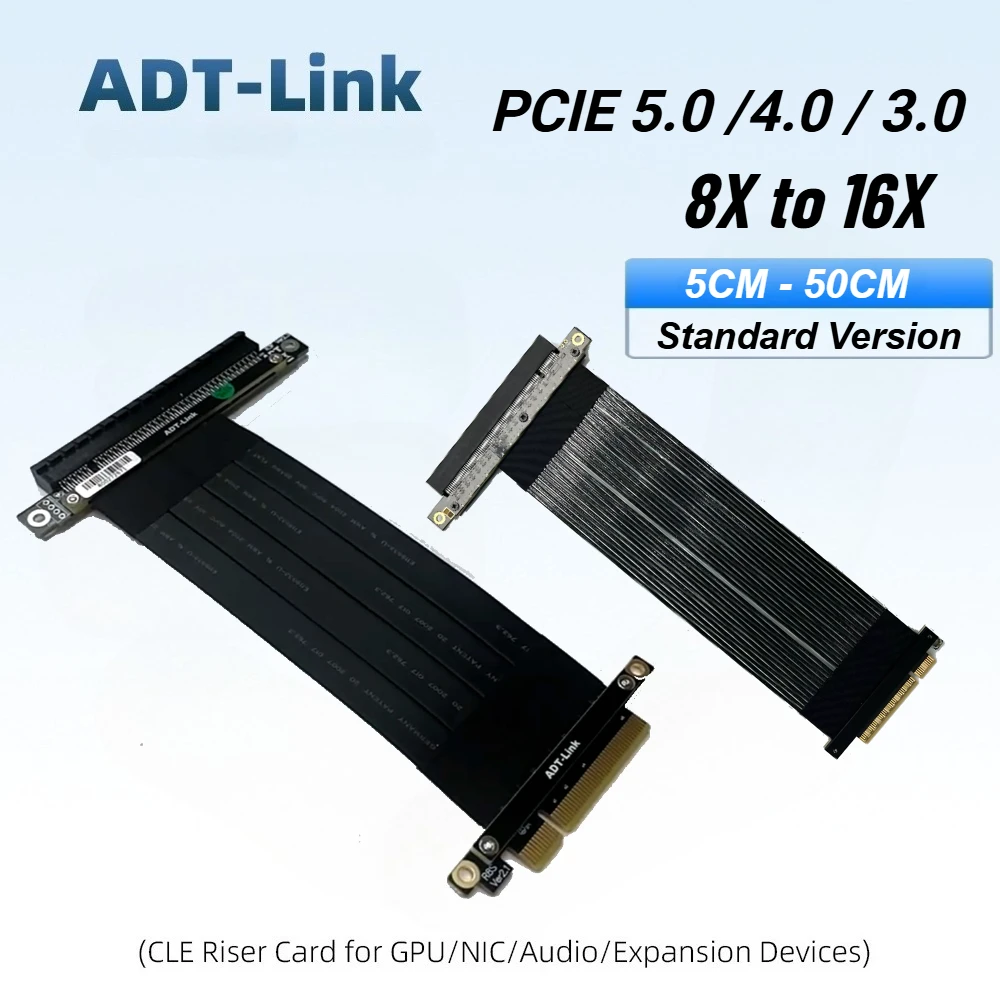 PCIE 5.0 4.0 3.0 X8 To X16 Extension Cable 8x 16x Riser for AMD NVIDIA GPU Graphics Video Multi- Cards RTX3060 90 180 270 Degree