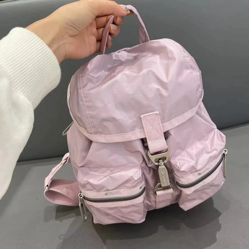 New Style Delicacy Women's Backpack Journey Fallow Cover Band Drawstring Two-shouldered Trumpet Backpack