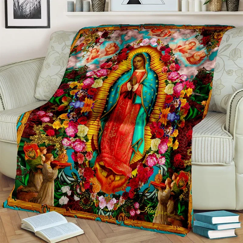 

3D Blessed Virgin Mary Jesus HD Blanket,Soft Throw Blanket for Home Bedroom Bed Sofa Picnic Travel Office Rest Cover Blanket Kid