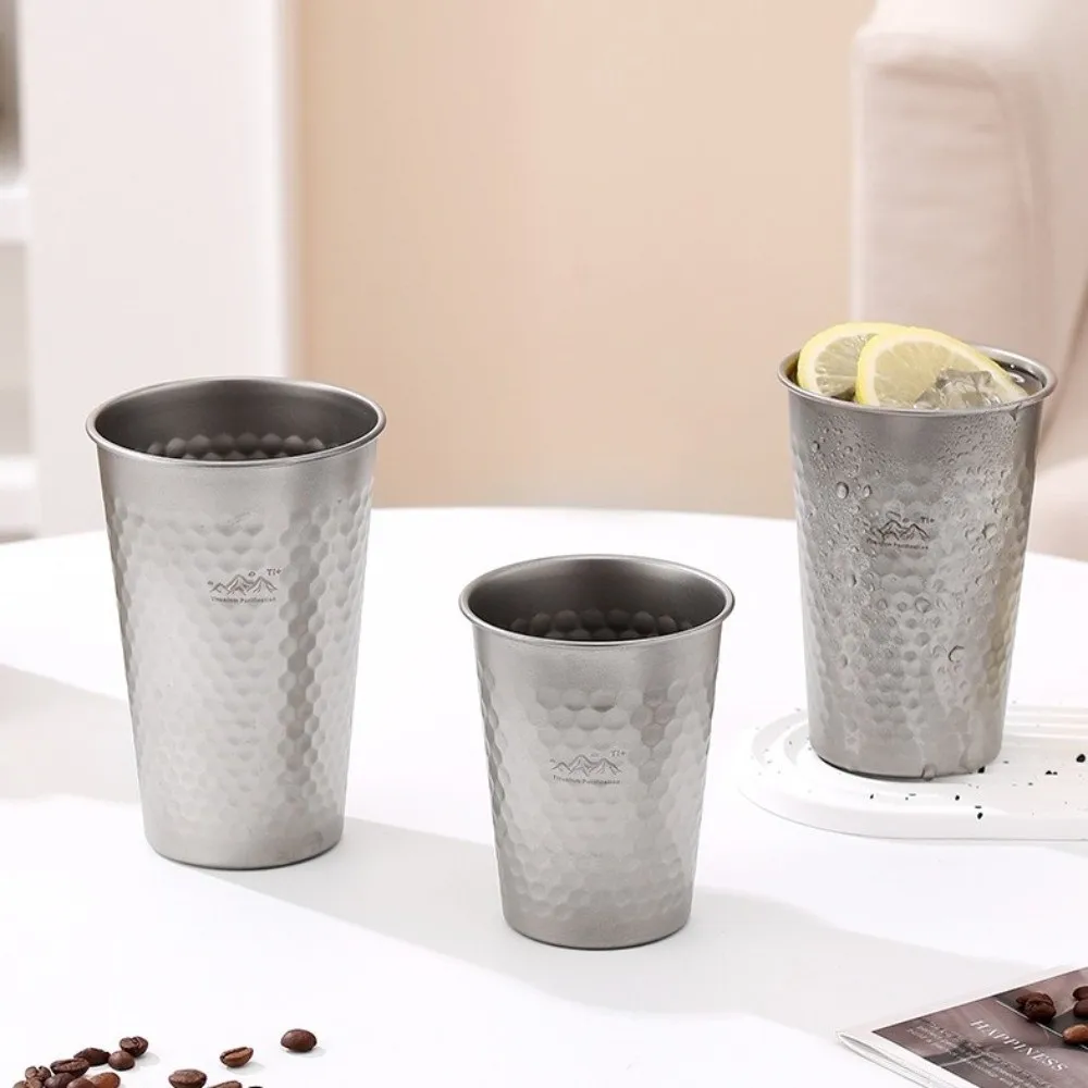 350/500/600ml Pure Titanium Titanium Drinking Cups Ultra-Light Portable Coffee Tea Cup Durable Camping Tableware