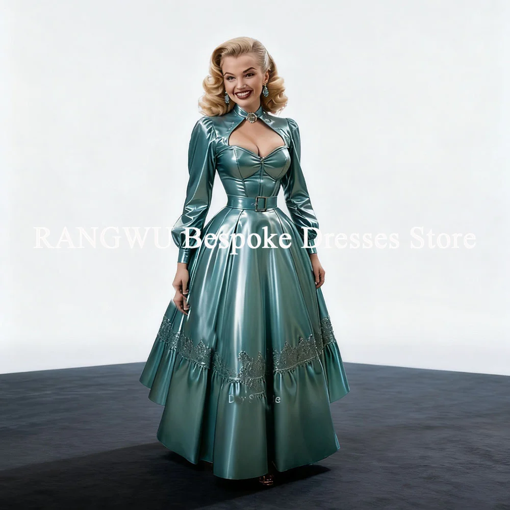 

Sexy Green Cosplay Dress 2025 Long Sleeves Prom Dresses A Line Cocktail Dress Satin Homecoming Party Customized