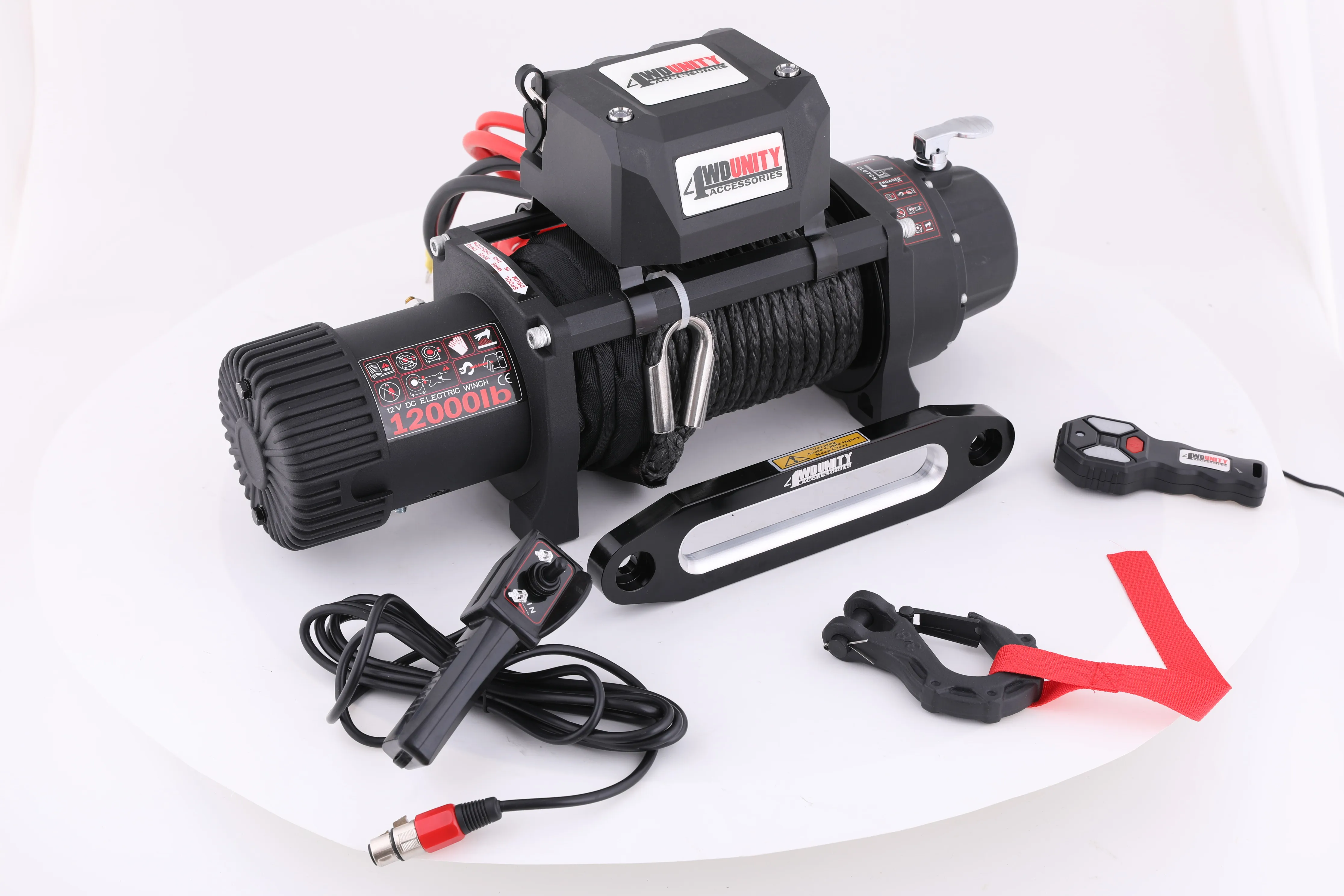 4x4 Electric Winch 12000lb Synthetic Rope Customized Recovery Two Speed 12v Electric Winch With Steel Rope Aluminum Fairlead