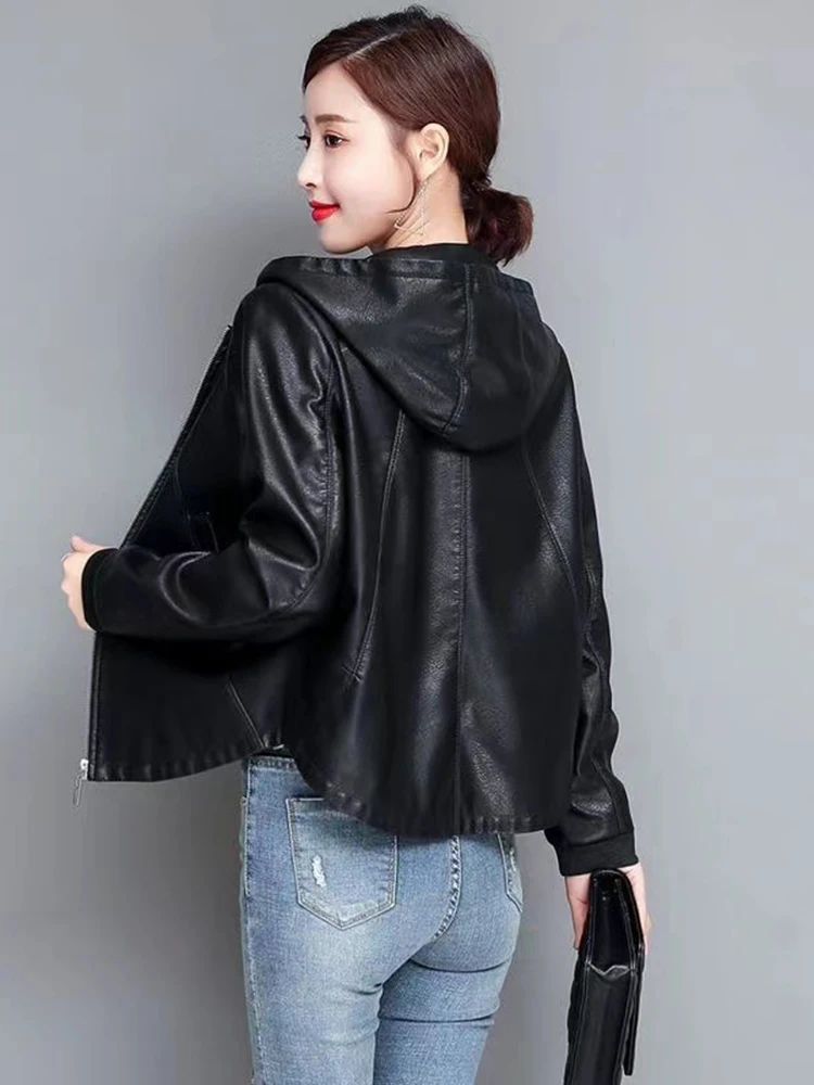 Jaet de motard en cuir véritable pour femme, ample, automne-hiver, manteau coréen Sle, en peau de mouton, Long, fermeture éclair, Design