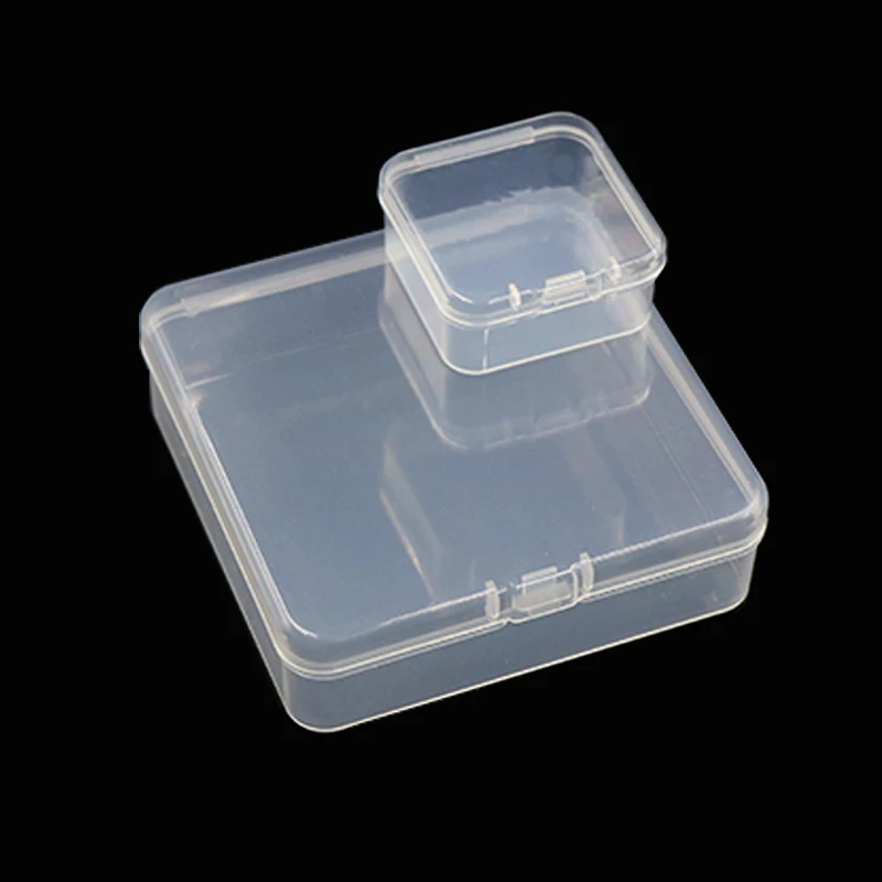 Clear Square Plastic Jewelry Beads Organizer Box -  4.5-9.5cm Portable Storage Container for Crafts Accessories Small Items DIY