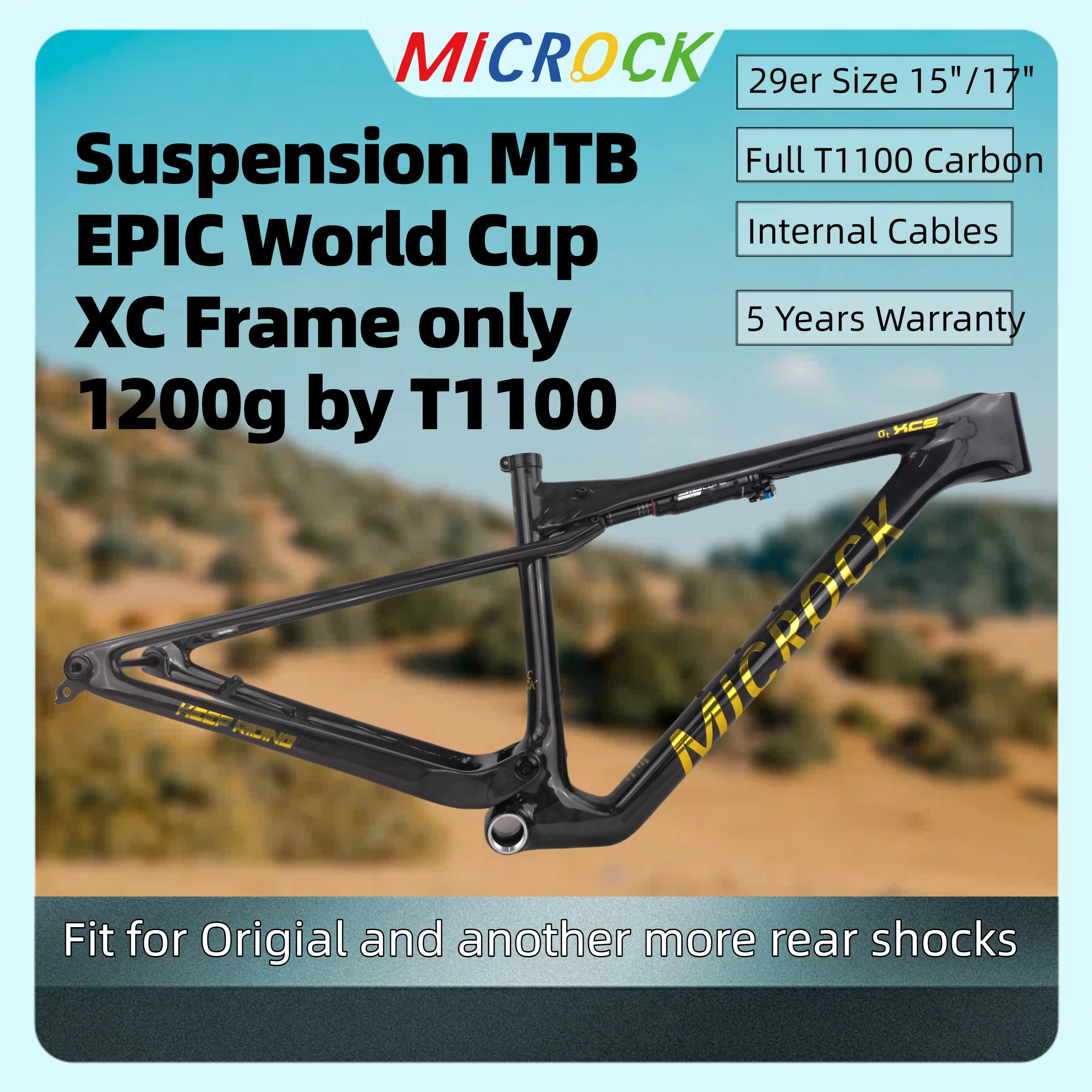 

MICROCK BIGROCK Full Carbon Fiber Suspension MTB Bike Frame in Size S M in Boost 148x12mm Fix for more model Rear Shox 210x50mm