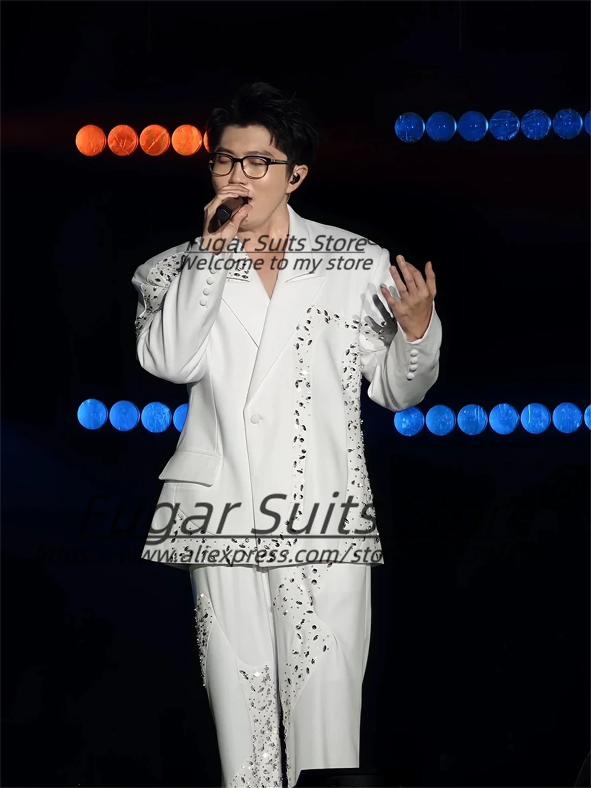 

Последний дизайн сцены блестящие кристаллы мужские костюмы по индивидуальному заказу Slim Fit с пиковыми лацканами жениха свадебные смокинги комплекты из 2 предметов мужские вечерние блейзеры