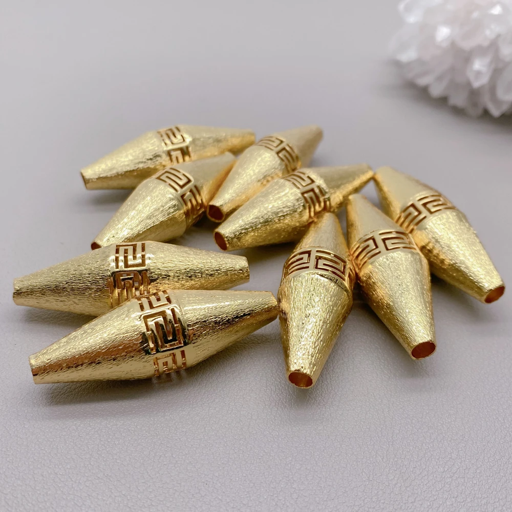 10 PCS Matte Finish 15x47mm Gold Plated DIY Beads Accessory