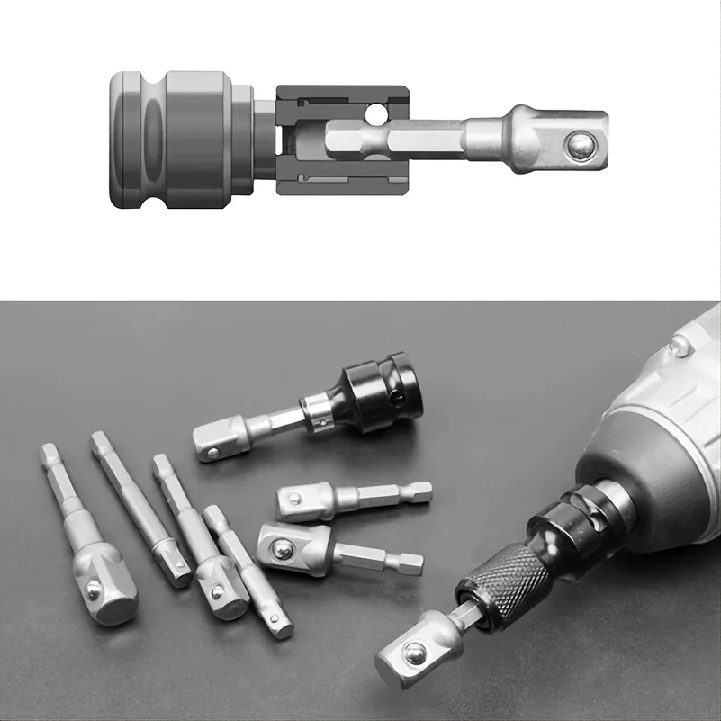 Drill Socket Adapter 1/4'' Hex Shank Extension For Impact Driver 1/2'' 3/8'' 1/4'' Square Head Drill Bit Adapter Set Hand Tools image 6