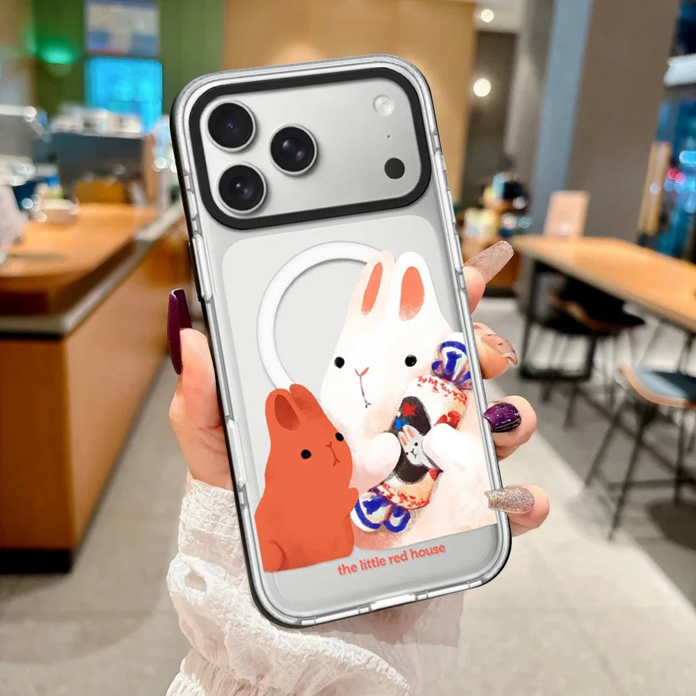 

Cartoon Candy Rabbit White Border Magnetic Impact Cover for IPhone 12 13 14 15 16 17 Pro Max Case for IPhone 17 Air