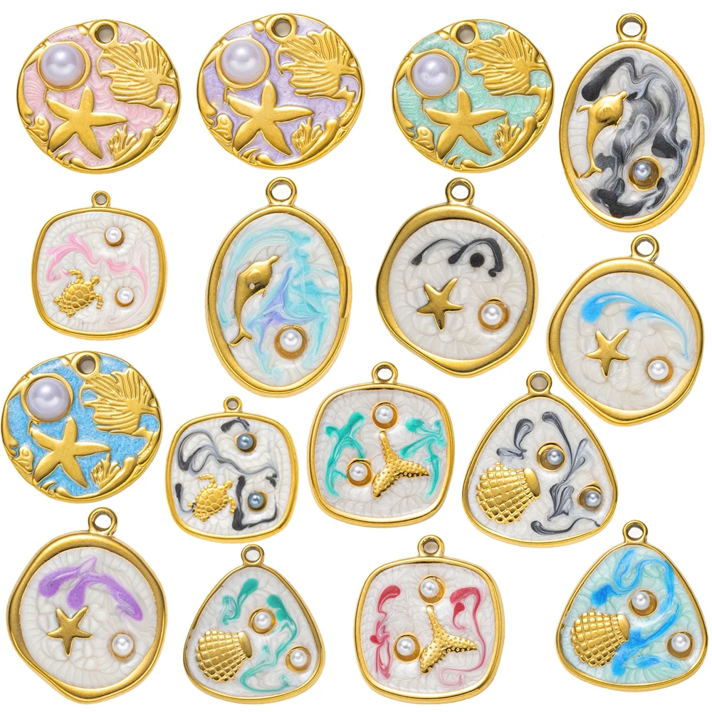 

5pcs Stainless Steel Starfish Coral Charms With Pearl For Women Jewelry Making DIY Necklace Bracelet Pendants Jewelry Findings