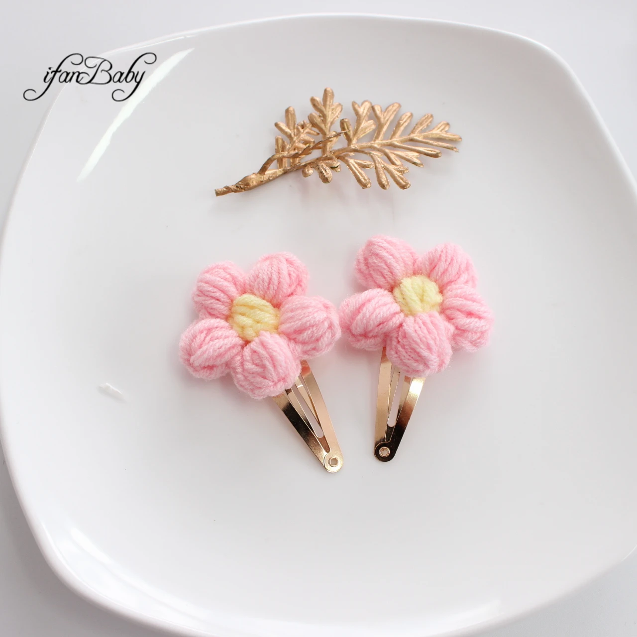 Cute Kids Girl BB Hair Clips Pins Headwear Flower Clips 2 Pieces