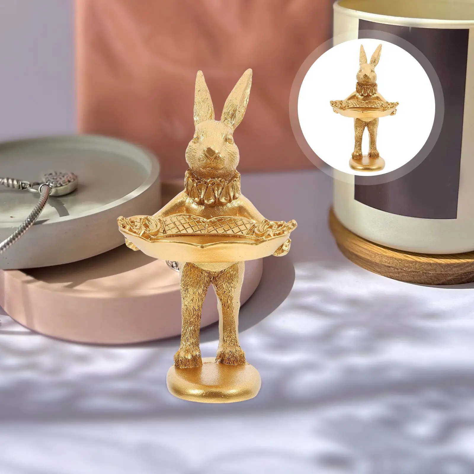 1Pc Jewelry Holder Retro Bunny Shaped Adornment Decorative Photo Taking Prop Desktop Jewelry Storage Stand Golden 2025 New