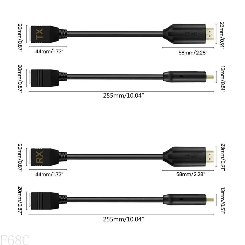 F68C 1 Пара Адаптер удлинения видео HDMI-совместимый RJ45 LAN-Ethernet Extender RX Самка с силовым кабелем 8.9in