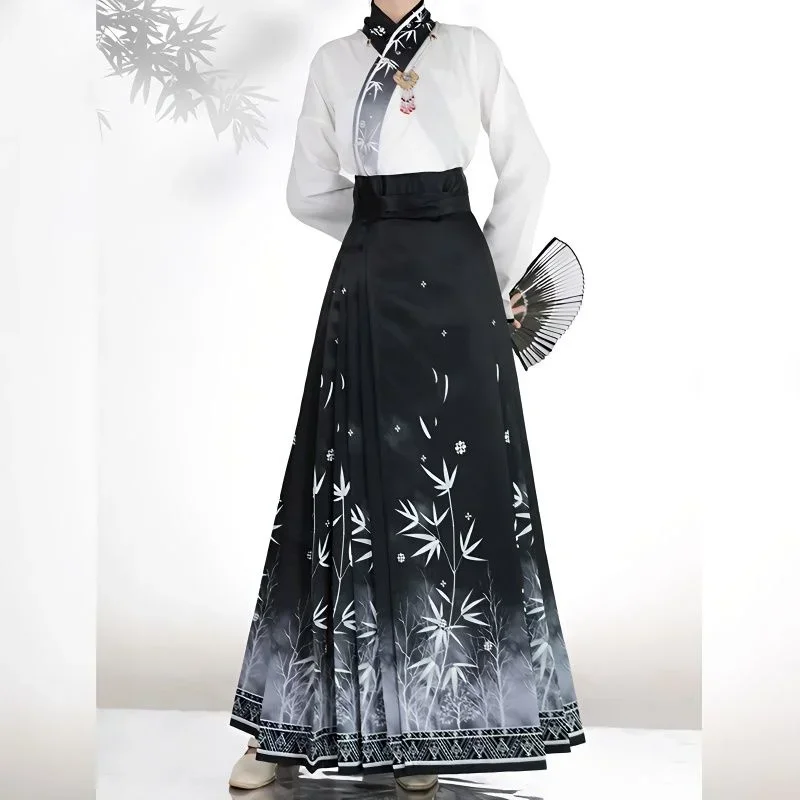 Юбка с лицом лошади Hanfu, оригинальное китайское женское традиционное платье династии Мин, юбка с вышивкой, повседневная юбка с конским лицом, пони Y