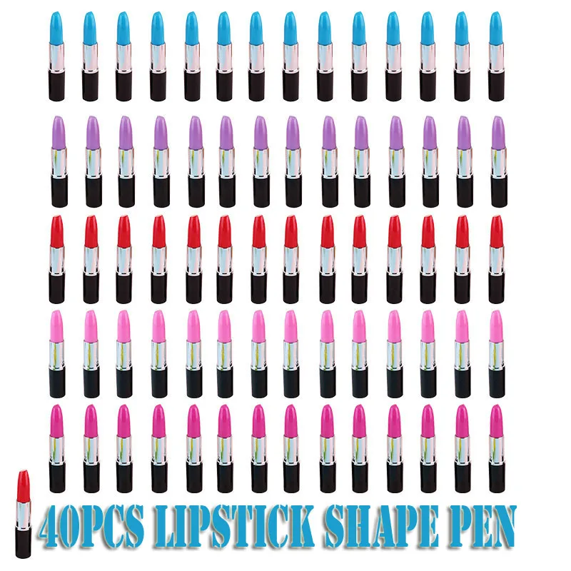 

40pcs Lipstick Shape Pen Writing Ink Pens Cute Lipstick Ballpoint Pens for Students Kids Presents Office Stationery Supplies