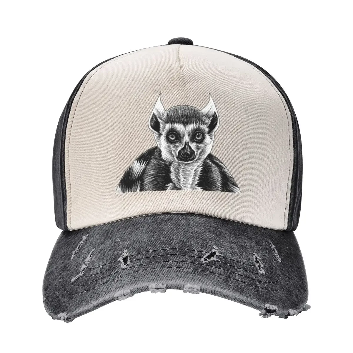 

Ring tailed lemur - ink illustration Baseball Cap Bobble Hat Uv Protection Solar Hat Sunhat For Women Men's