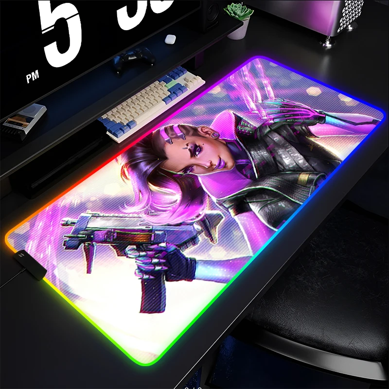 

Коврик для мыши геймерский коврик для клавиатуры Overwatch Sombra настольный коврик для мыши светодиодный ковер резиновый Tapis Souris игровой RGB ноутбук Kawaii коврик для мыши