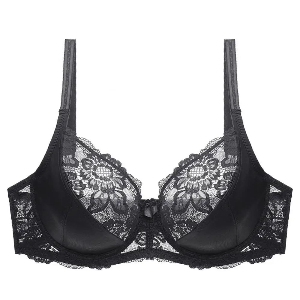 

Plus Size Sexy Women Bras Lingeries See-through Breathable Lace Flower Push Up Bra Underwear Female Brassiere Wireless Bra Tops