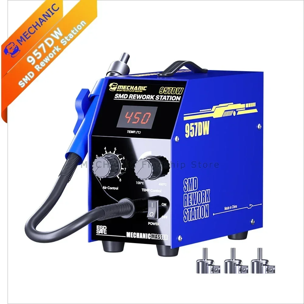 Soldering Station MECHANIC 957DW Desoldering Station Double Vortex Hot Air Rework Station Fast Heating for Main Board Tin Solder