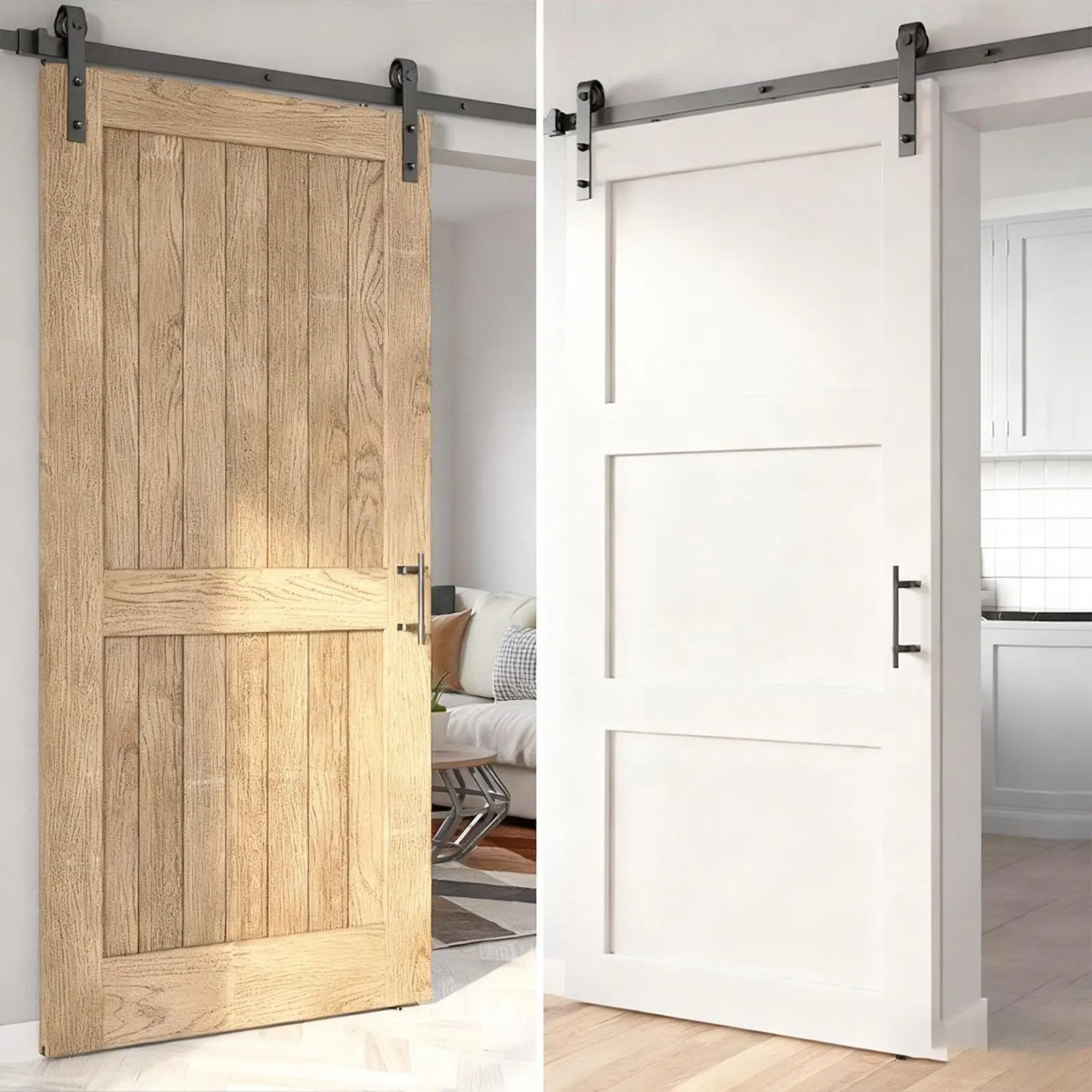 

Flat Arch Carbon Steel Door Pull Handle Modern Cabinet Hardware for Interior Outdoor Sliding Barn Doors
