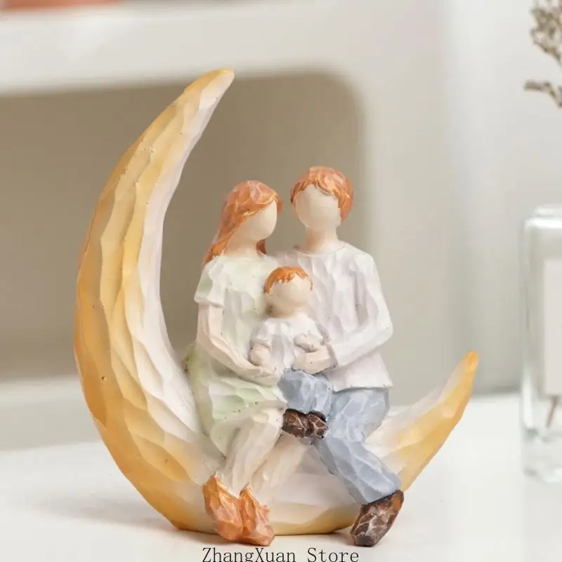 Familienfiguren, Harz, Familienskulptur, Mutter und Tochter, Statue, Heimdekoration, Muttertagsgeschenk für Mutter, 3 x – Detail 5