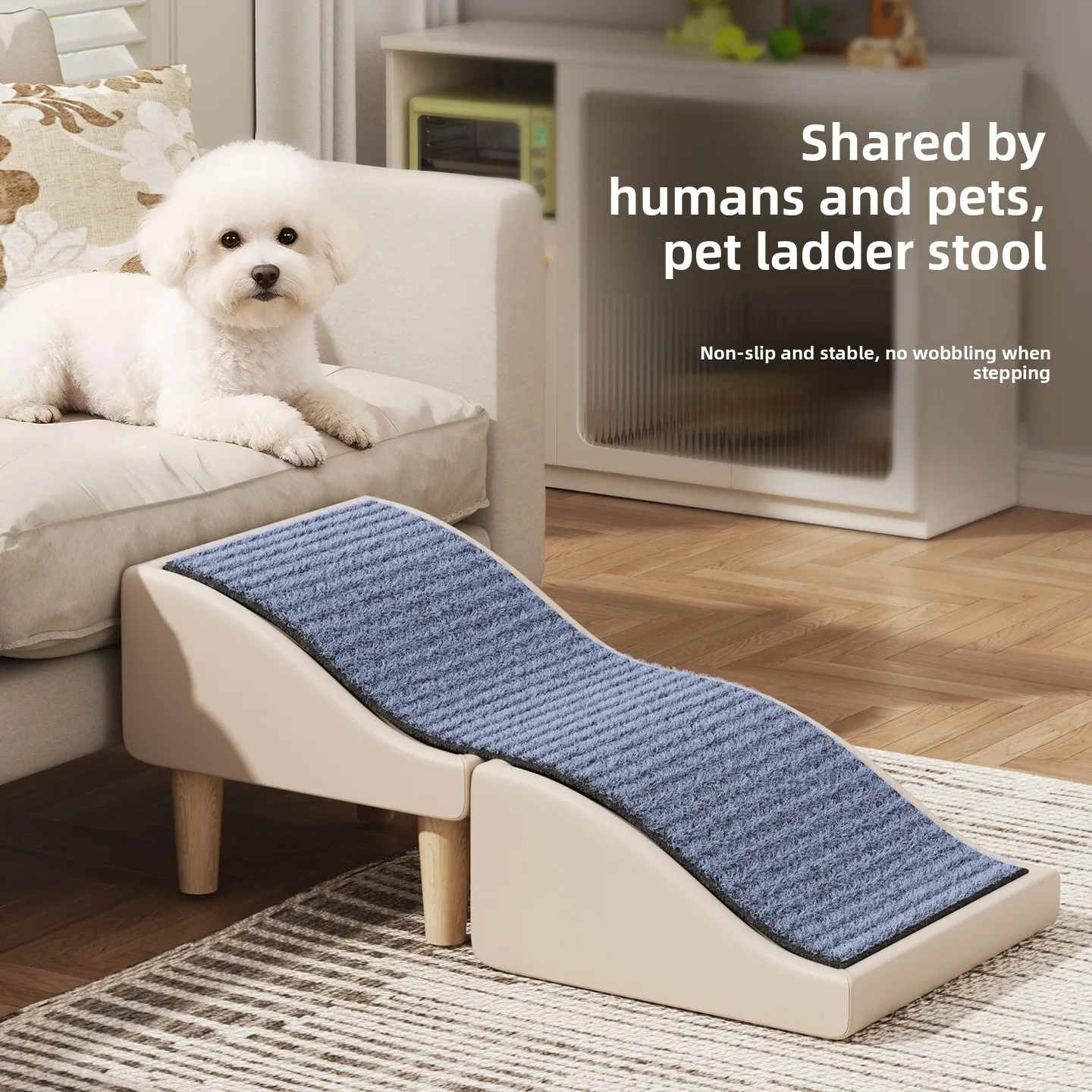 Foldable Pet Ramp Non-Slip Dog Stairs Sofa Climbing Assistance for Bed & Car Footrest Stool for Small Breed Cats and Dogs
