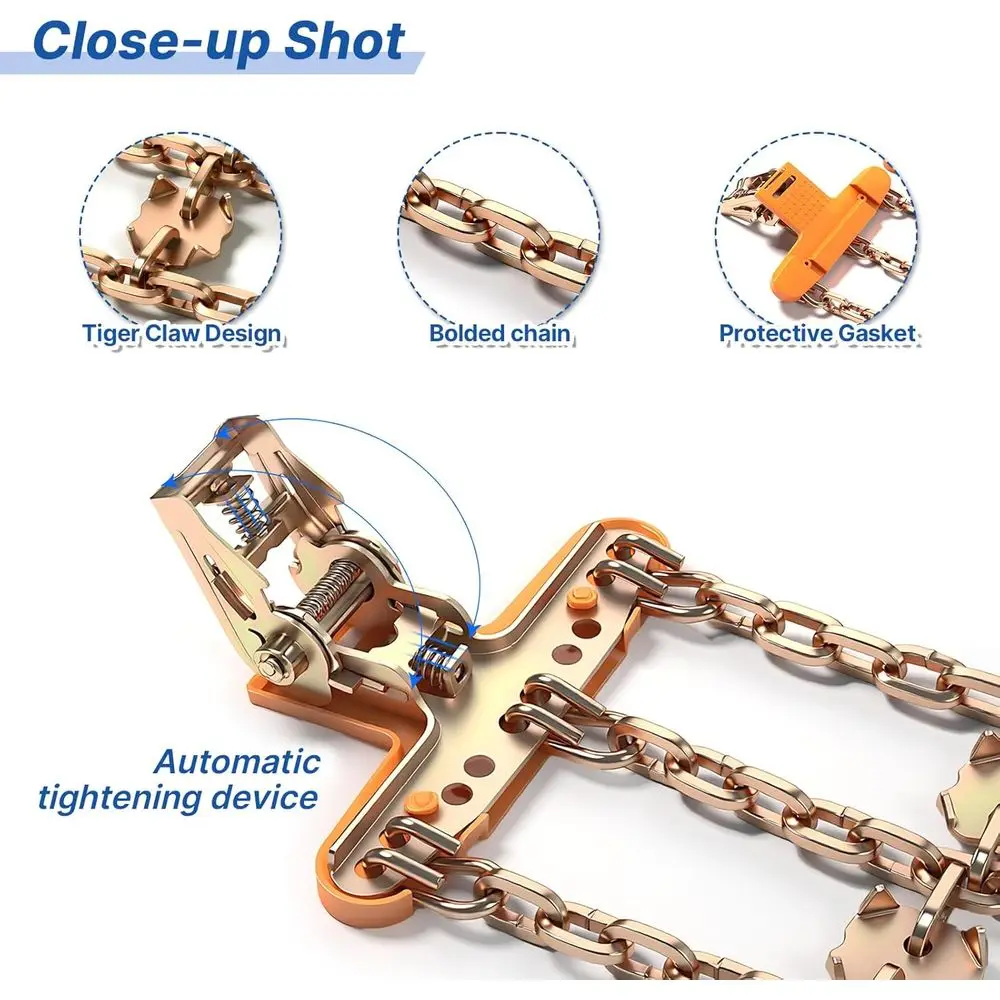 سلاسل جر لجميع الأحوال الجوية لسيارات الدفع الرباعي والسيارات والشاحنات، قابلة للتعديل لإطارات 225-305 مم، مثالية للثلج والثلج والطين #2