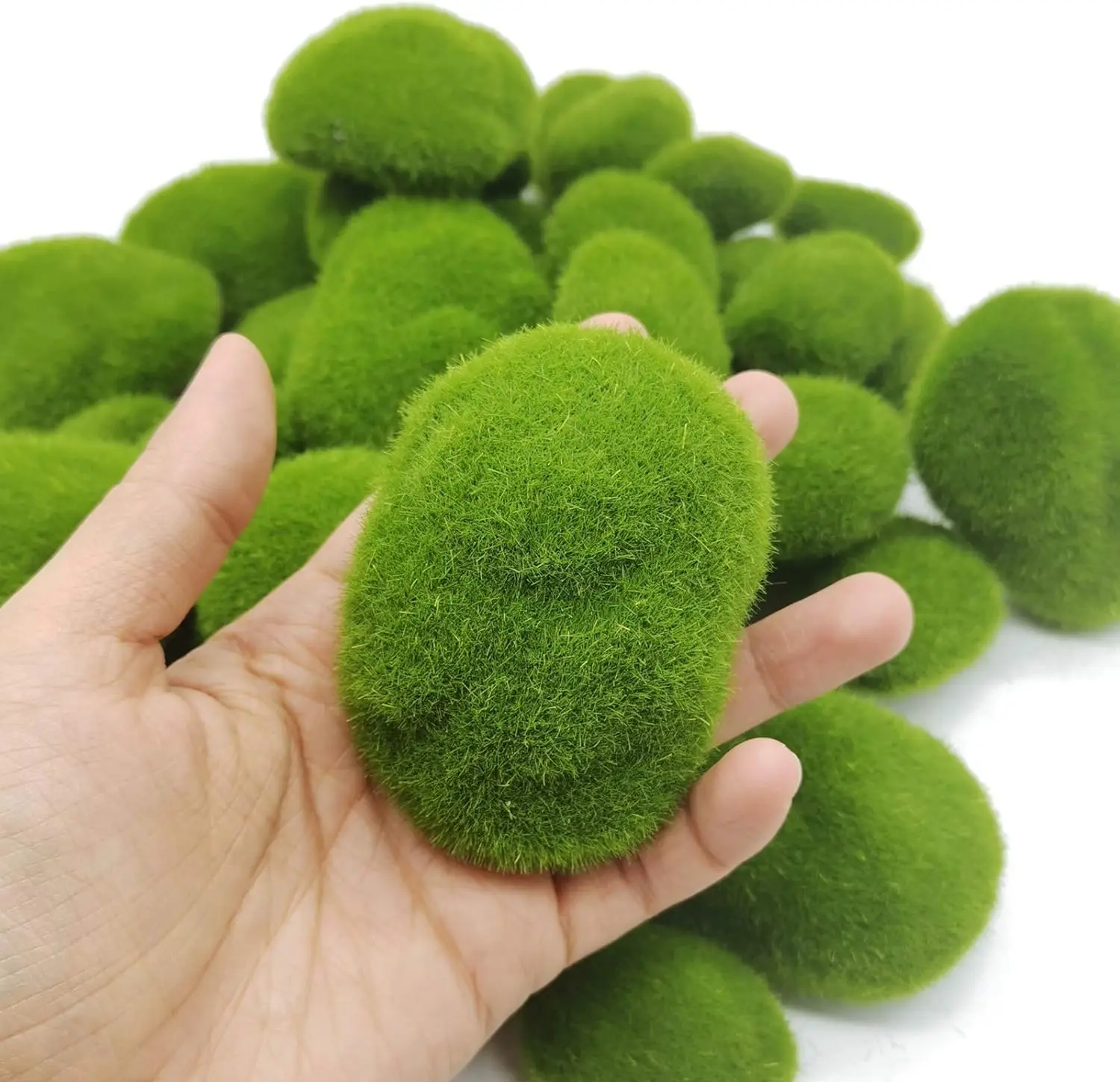 10Pcs Simulation Moss Stone Artificial Moss Rocks Ball Fake Green Plant for Home Garden Flower Pot Decoration Creative Crafts