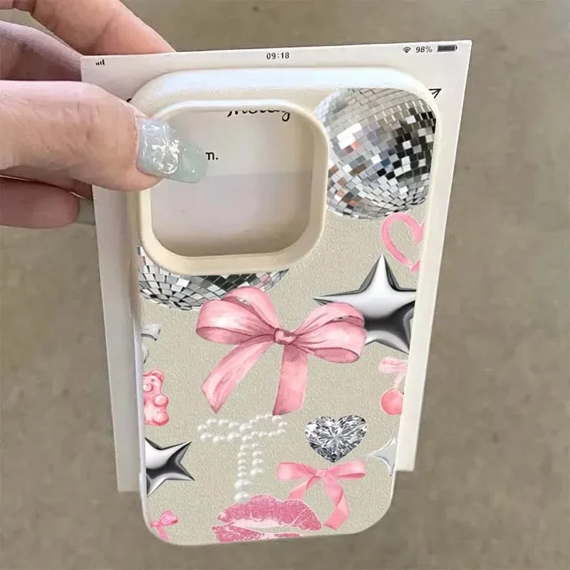 Per iPhone 16 15 14 13 12 11 Pro Max Custodia Vintage Lip Print Stampa leopardata Modello piscina Cover per iPhone 16 15 Plus X XS XR Funda