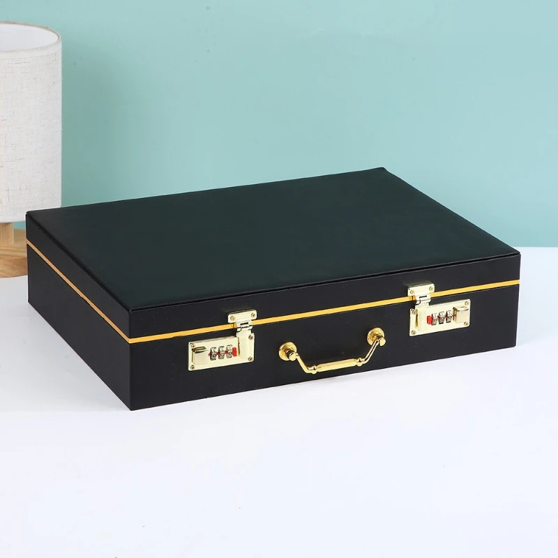 Lockable Jewelry Storage Box Large Necklace Organizer Case Portable Woman Watch Ring Boxes Leather Bracelet Cases With Mirror