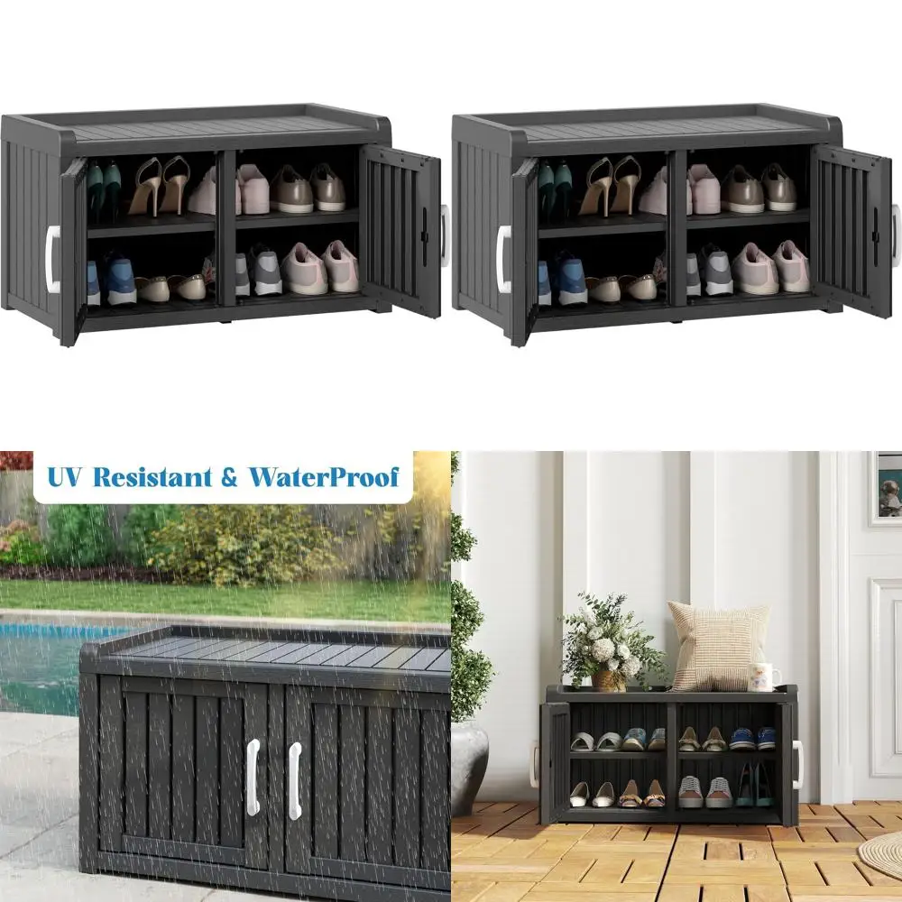 

Двухуровневый уличный шкаф для хранения обуви с защитой от воды и УФ-излучения, регулируемые полки для прихожей, коридора, гостиной