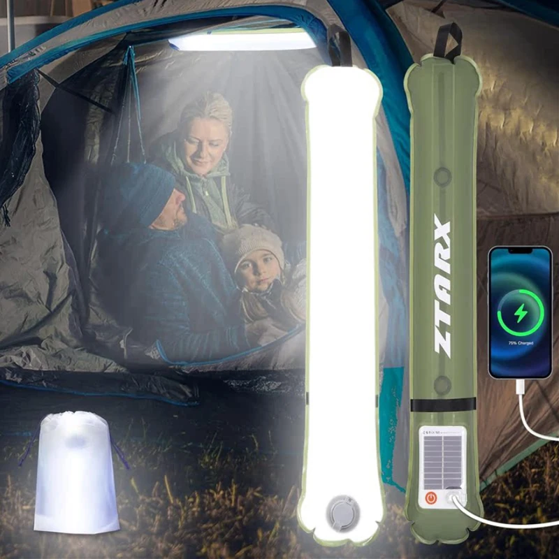 Ztarx Flexible Light Air Inflatable Tube Light USB Solar Charging & Built-in Battery LED Light Photography Magnetic Soft Light