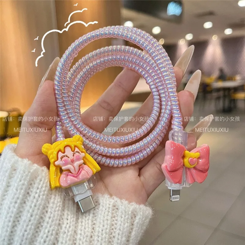 Neue Sailor Moon Cartoon Handy Datenkabel Ladegerät Schutzhülle Anti-Tangling Seil Anti-Break Soft Shell Dekoration