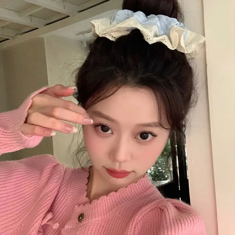 2 Buah Ikat Rambut Renda Lucu Ikat Rambut Wanita Ikat Rambut Ekor Kuda Ikat Kepala Bunga Aksesori Rambut Elegan Kurus untuk Anak Perempuan