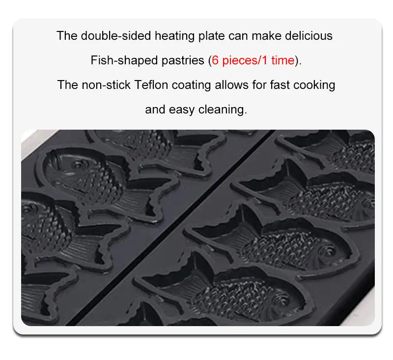 Double Row 12 Fish Gas Taiyaki Maker, Fish Shaped Waffle Baking Machine, Stainless Steel Korean Fish Cake Waffle Maker