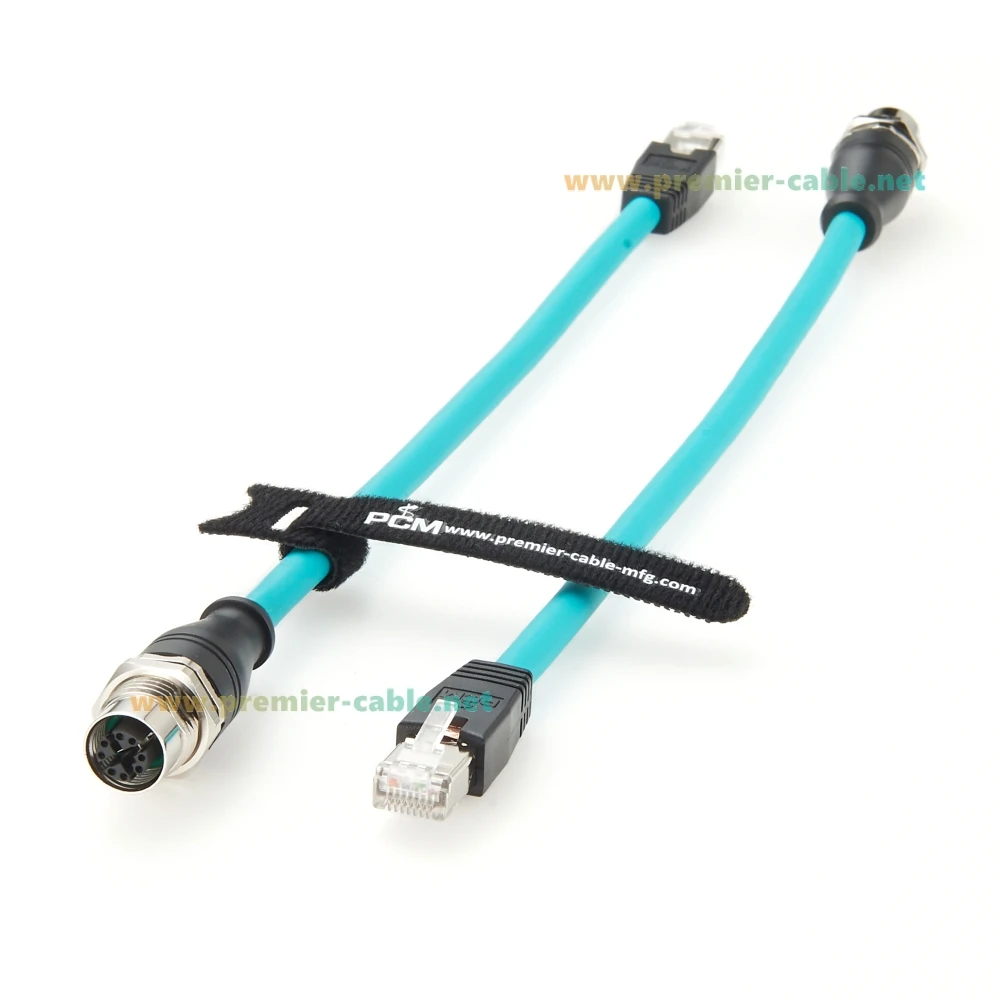 RJ45 to M12 X Code Female Panel Mount High Flex Cable Ethernet to m12 GigE Vision Cable for Industrial Camera PLC Sensor