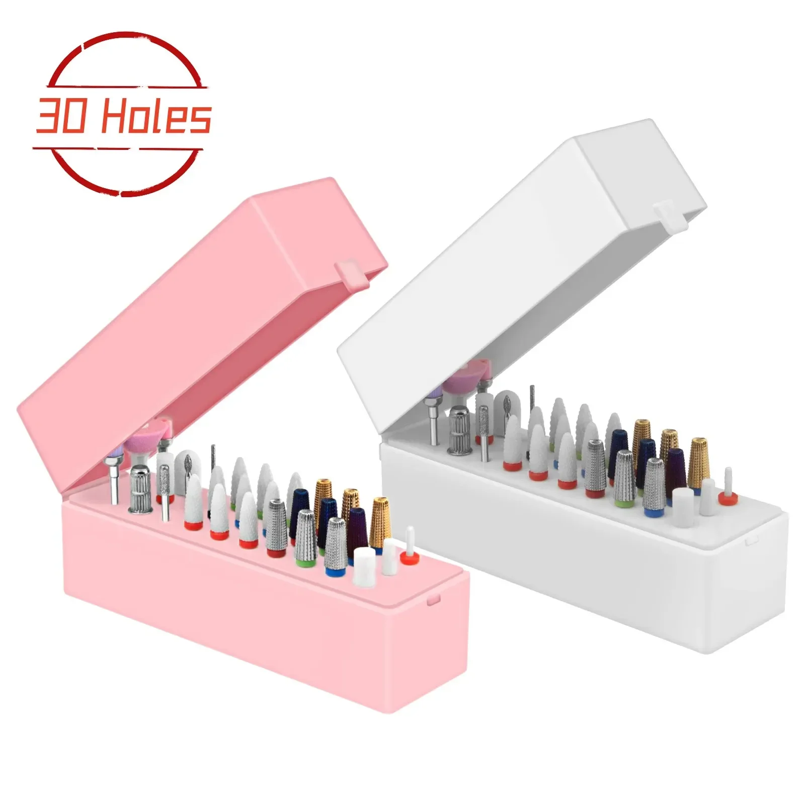 

30 Holes Nail Drill Bits Holder Dustproof Efile Bit Organizer Case Container for Acrylic Nail Efile Manicure Tools