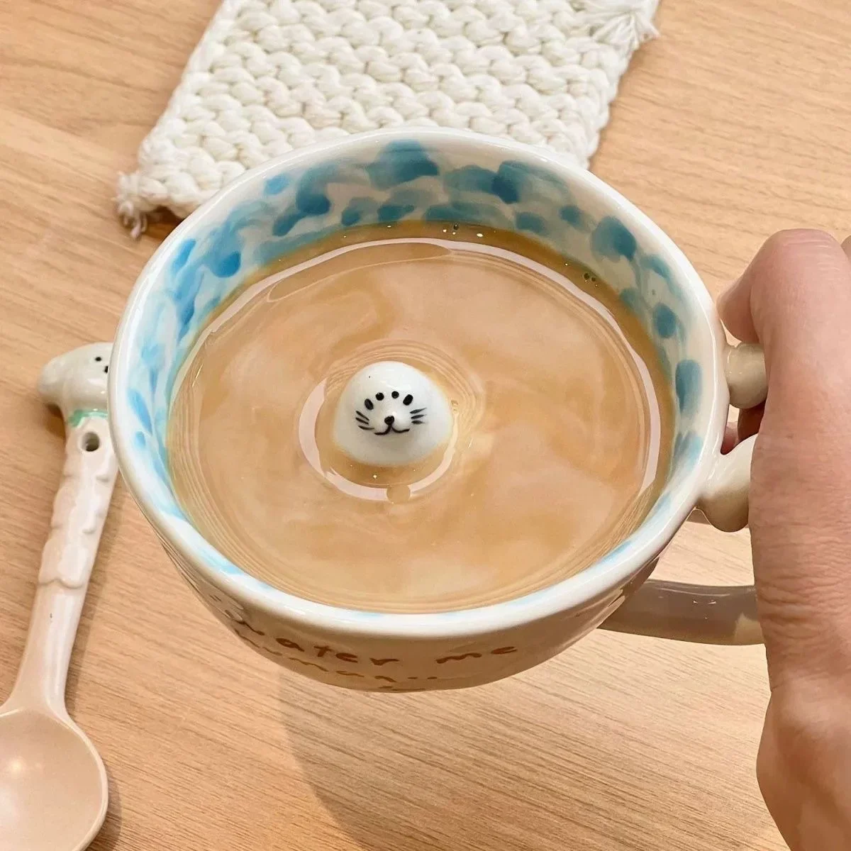 Cartoon 3D Seal Ceramic Mug Kawaii Shaped Coffee Milk Tea Cup Creative Home Table Drinkware Holiday Gift