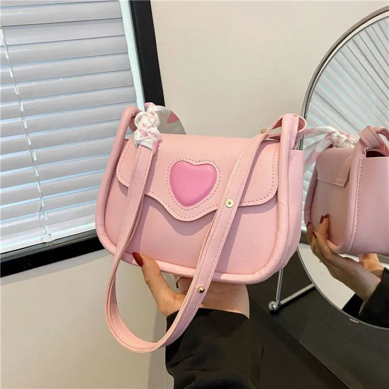 2024 Fashion Bags Women Korean Style Cute Shoulder Bag New ins Wind Hundred Shoulder Crossbody Bag   Splicing Love Armpit Bag