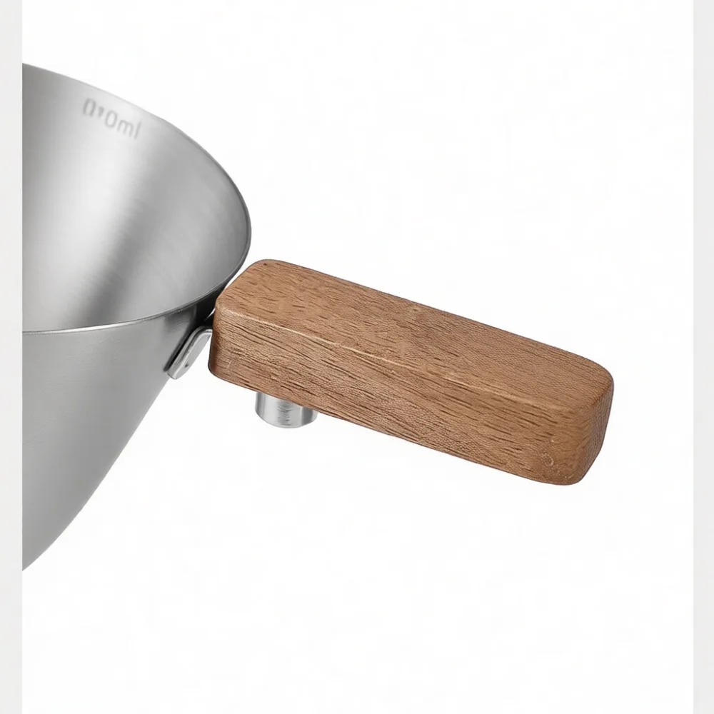 High Quality Espresso Measuring Cup Stainless Steel Coffee Pitcher With Walnut Handle Accurate Scale Home Kitchen Barista Tool