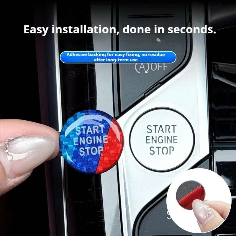 For BMW IX X3 X5 3 5 7 Series G30 G60 G70 G45 Car One-click start with decorative sticker ignition button carbon fiber interior