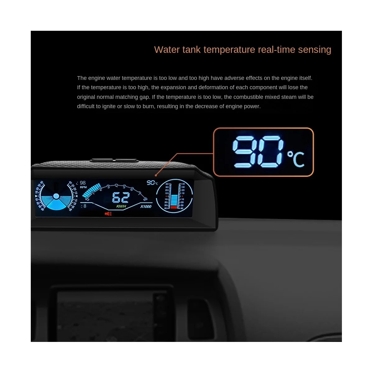 

X90 Head Up Display On-Board Computer Display OBD2 Car Speedometer OBD Gauge with Tilt Pitch Angle Protractor Display