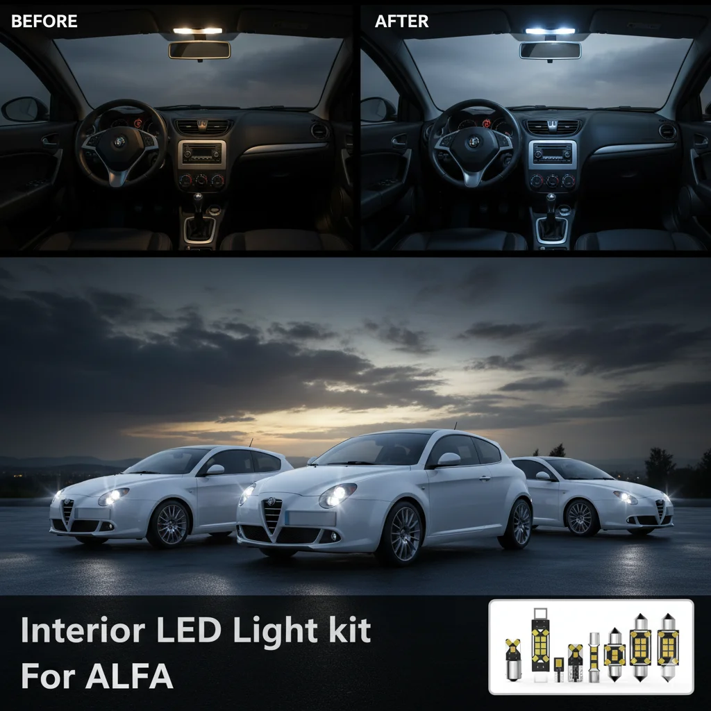 For Alfa Romeo Giulietta Mito 156 159 147 166 Brera GT Spider Giulia 4C Stelvio Car Interior Light LED Kit White Canbus