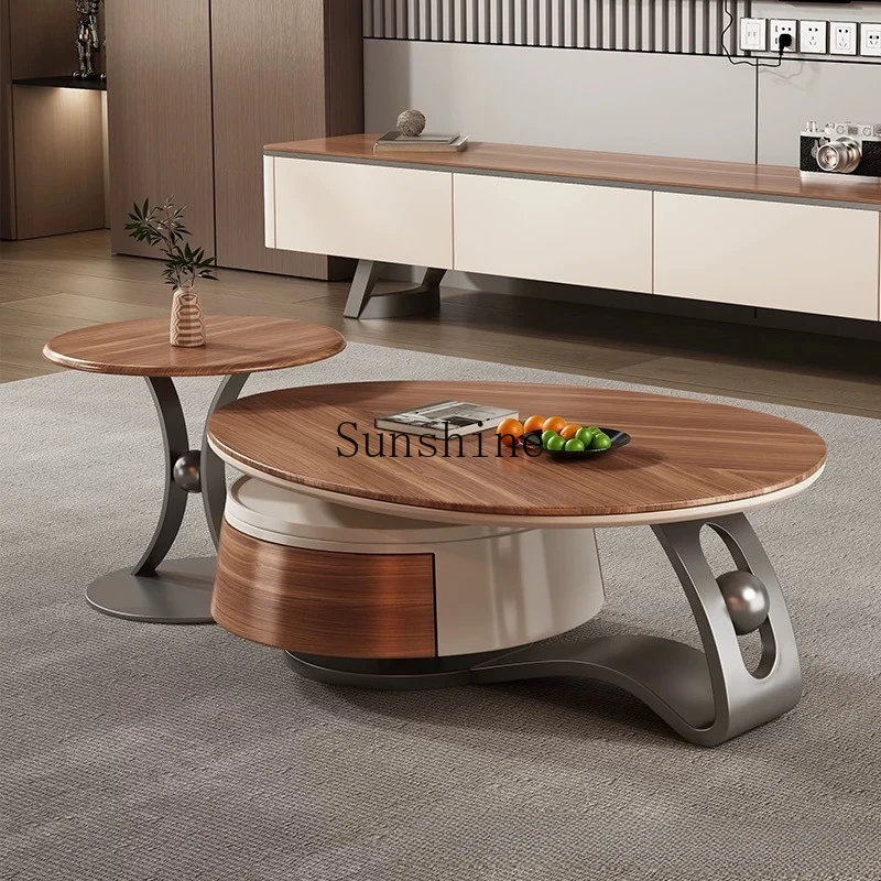 

Italian light luxury wood grain, coffee table combination minimalist design, modern simple home