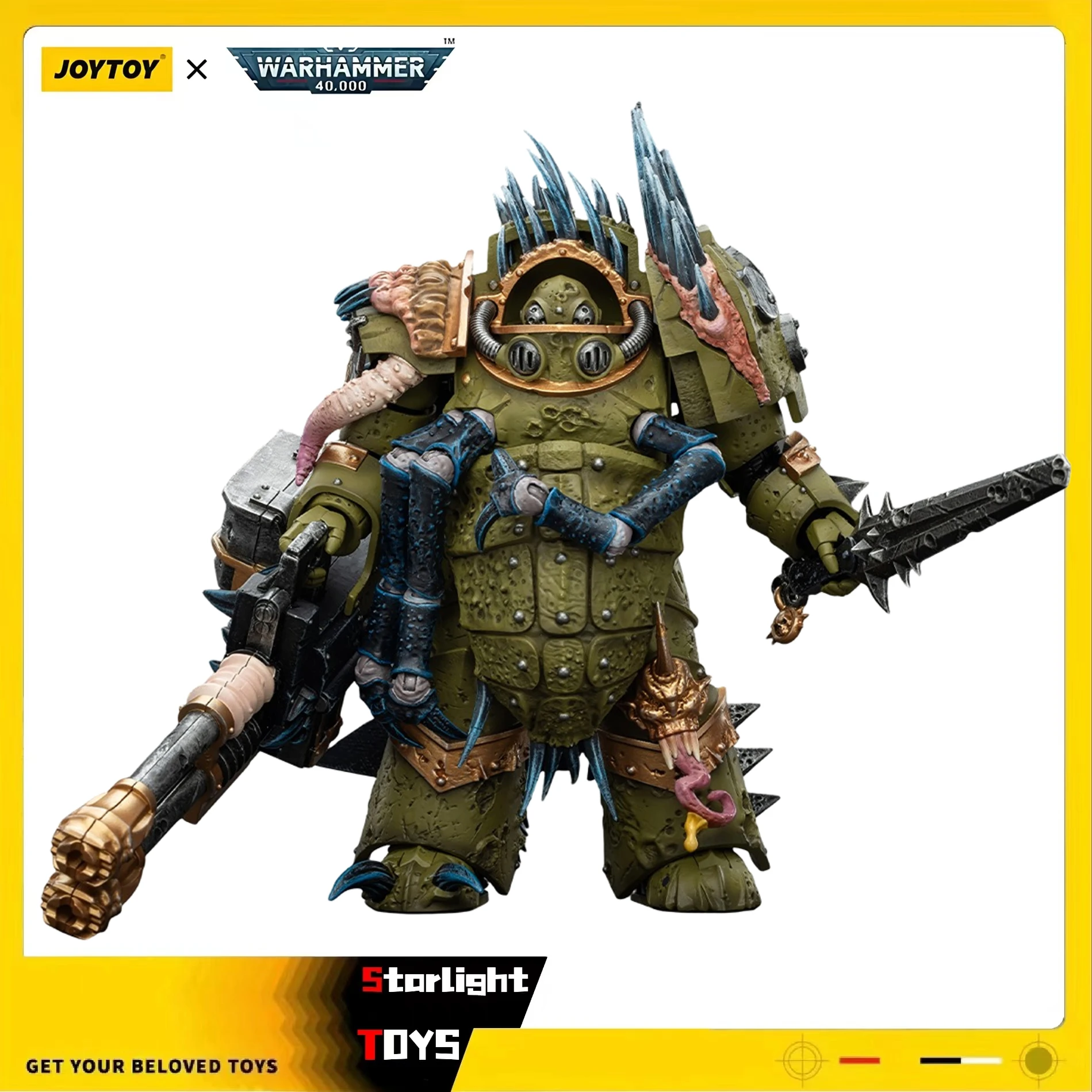 

【Pre-sale】JOYTOY Warhammer 40K Death Guard Blightlord Terminator 1 with Reaper Autocannon and Bubotic Blades 1/18 Action