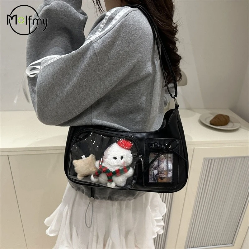 Y2k Harajuku Schulter Tasche Frauen Koreanische Transparent Ita Tasche Schule Umhängetasche Handtasche Weibliche Japanische Designer PreppyHandbag Geldbörse – Detail 2