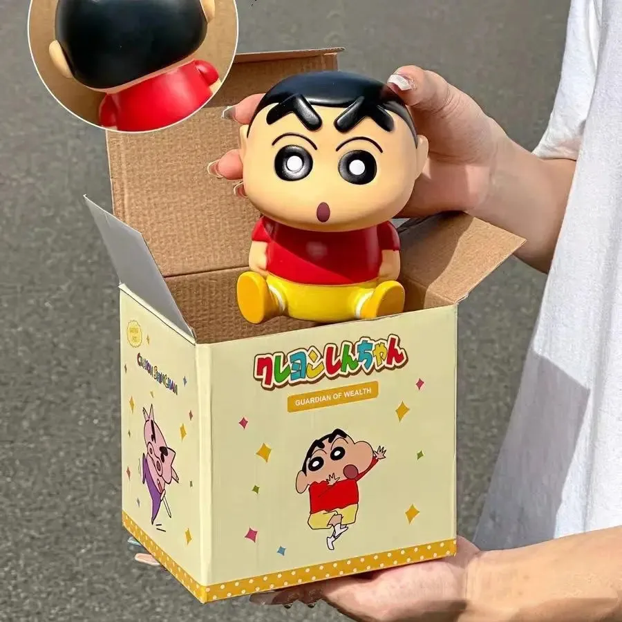 13cm New Crayon Shin-Chan Anime Figures Piggy Bank Noob Zaemon Hollow Jingpin Pvc Doll Trendy Ornaments Collectible Toys Gift